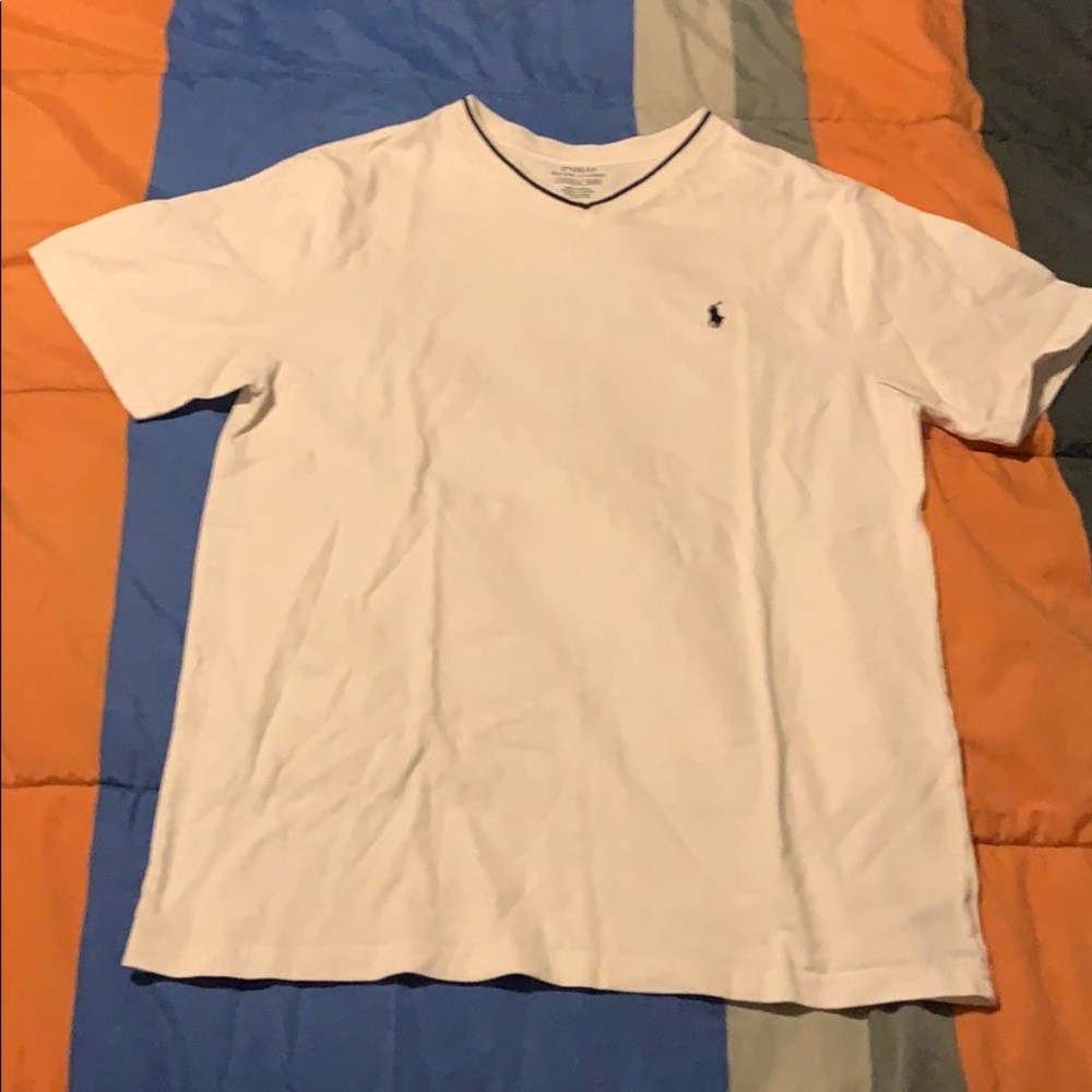 CHILDRENS WHITE POLO SHIRT WITH BLUE BRANDING